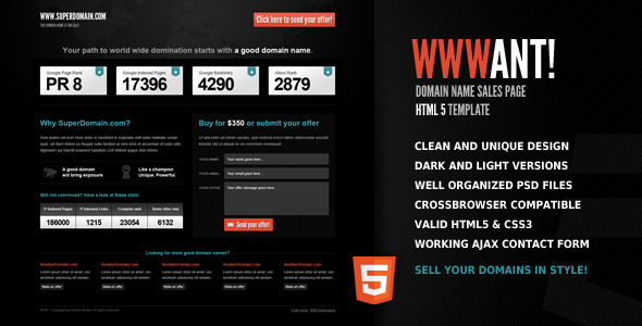 域名销售HTML5模板