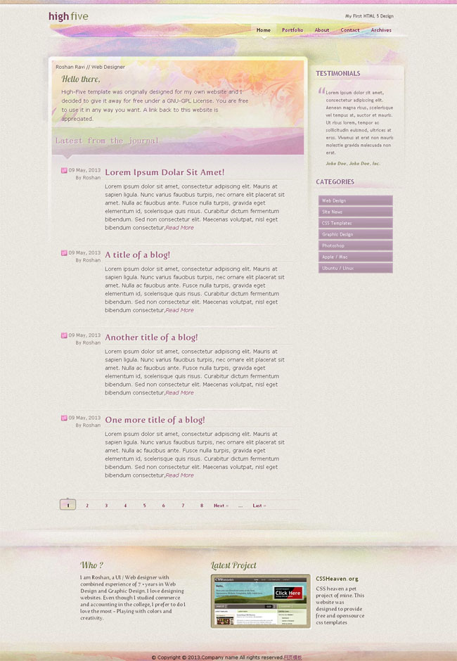 七彩油画风格html5模板 七彩油画风格html5网站模板下载