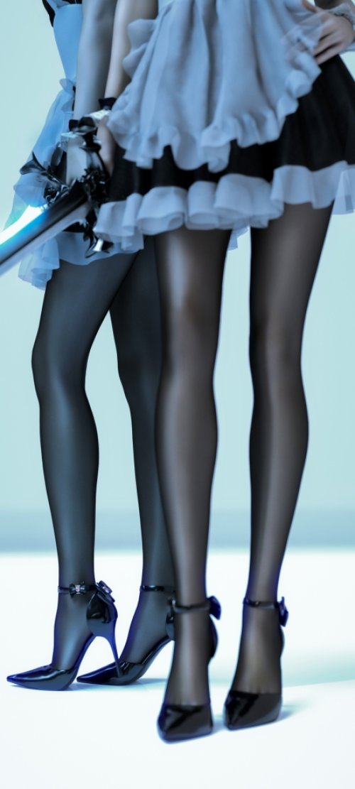 两个女仆 3D CG 黑裤袜 动漫手机壁纸